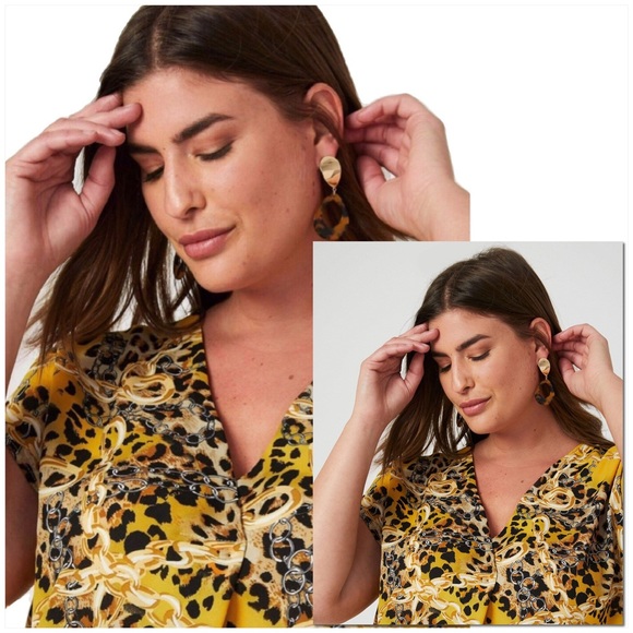 🆕 Crepe Top Leopard & Chain Print Laura Plus X - Picture 8 of 8